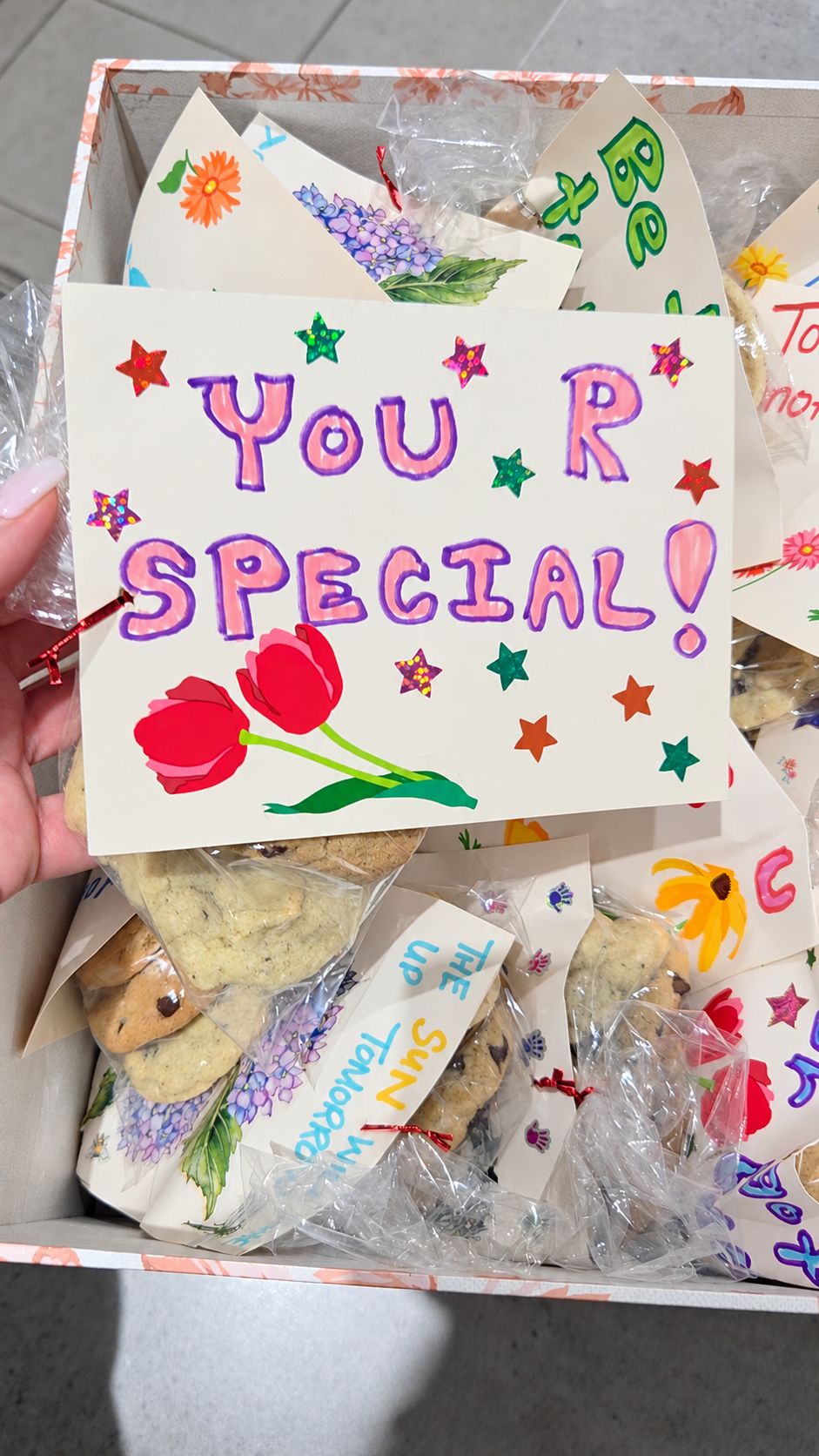 Handmade Hope Notes and individually wrapped cookies prepared with care